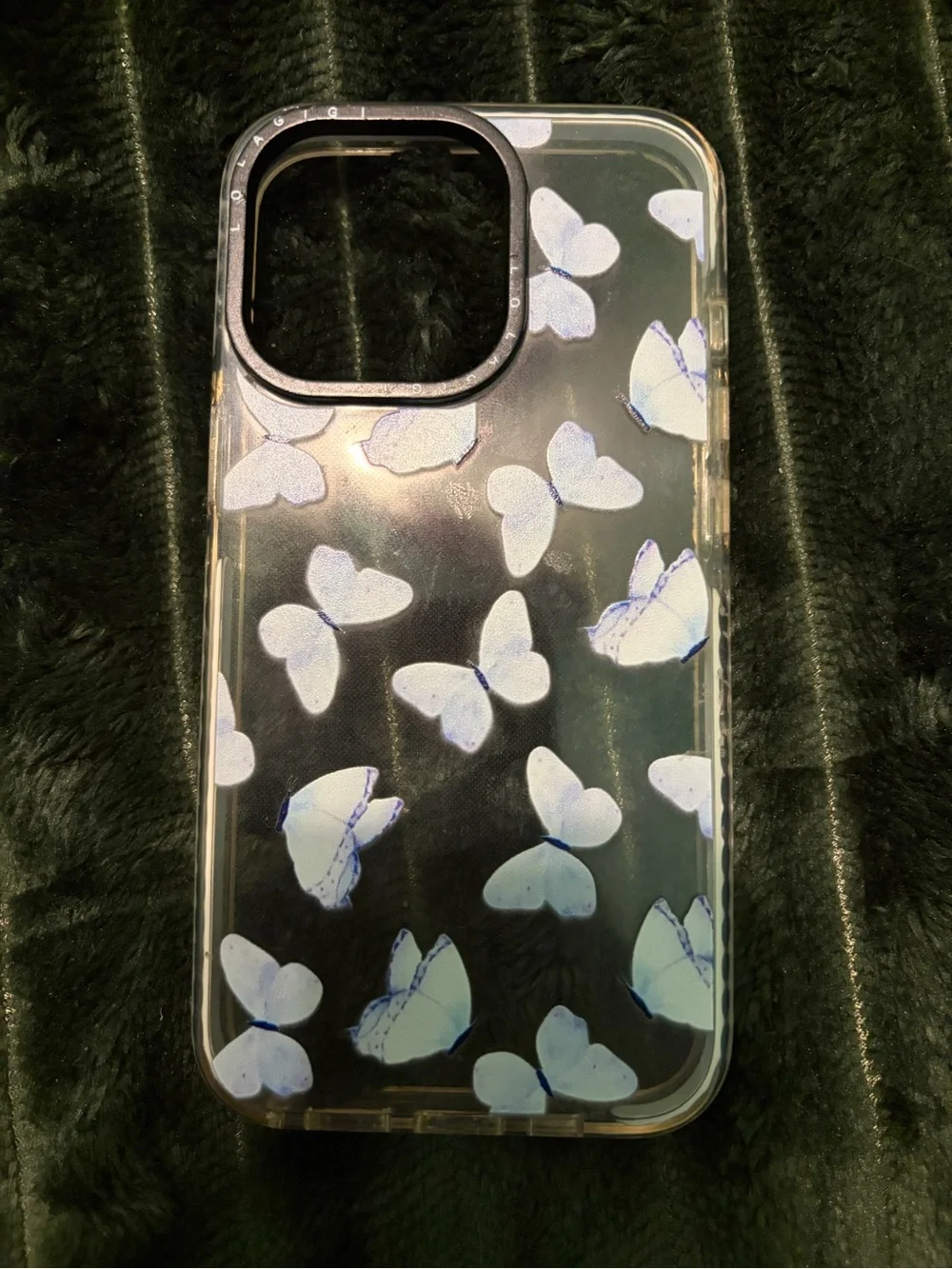 iPhone13 Pro Clear Butterfly Pattern Phone Case - Blue Butterflies